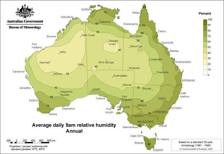 Australia Humidity Map